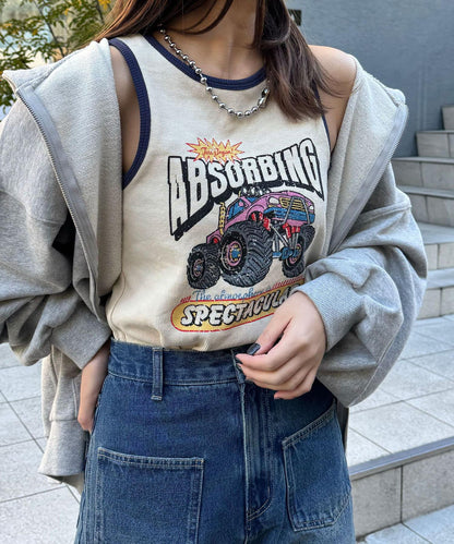 配色拼接織帶標誌背心