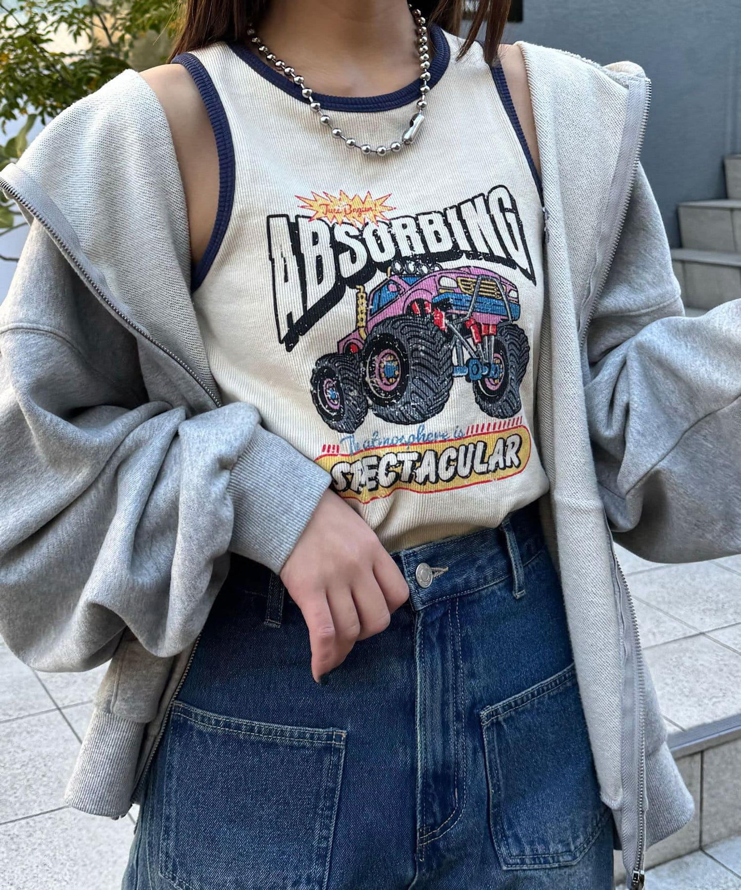 配色拼接織帶標誌背心