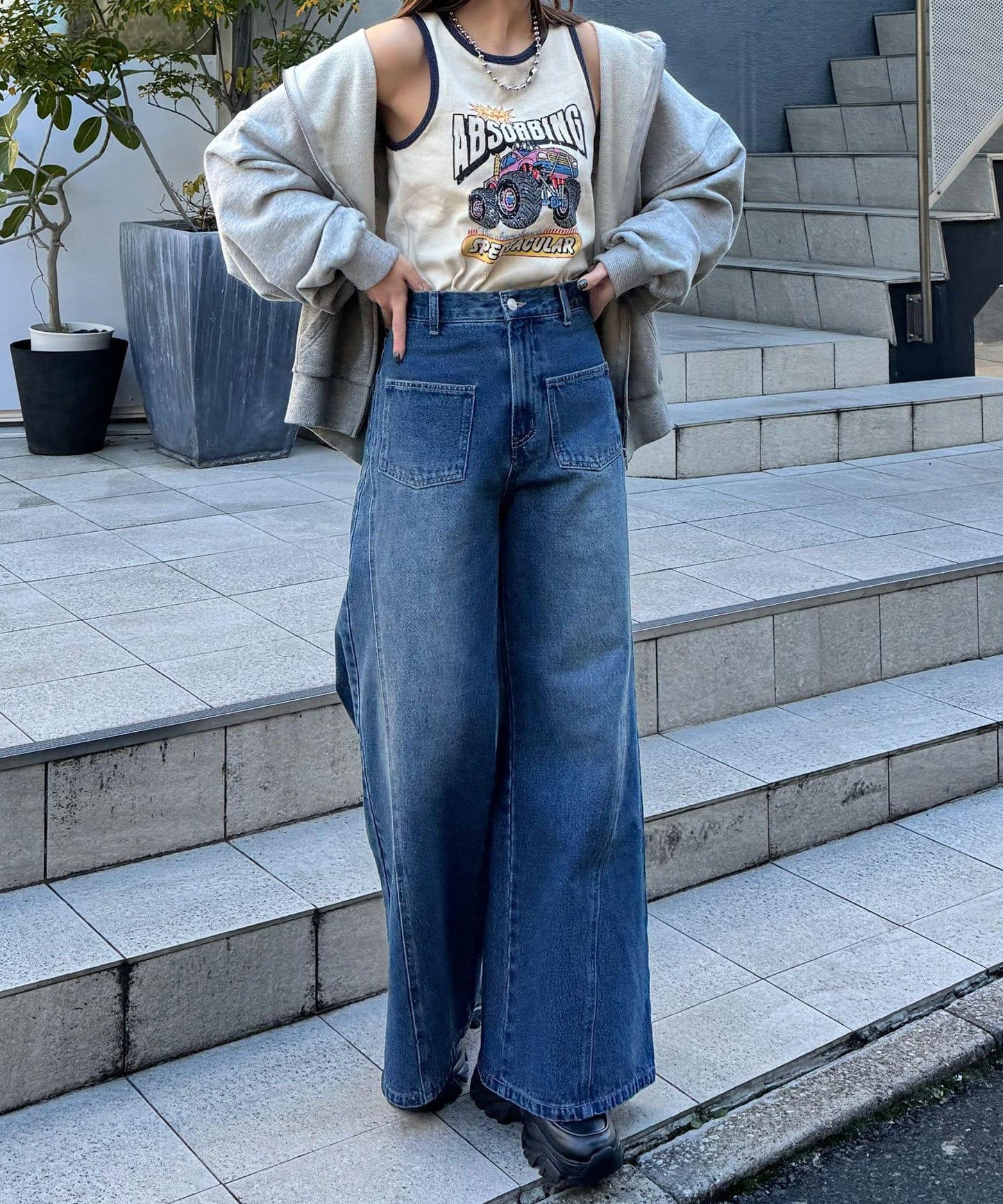 配色拼接織帶標誌背心