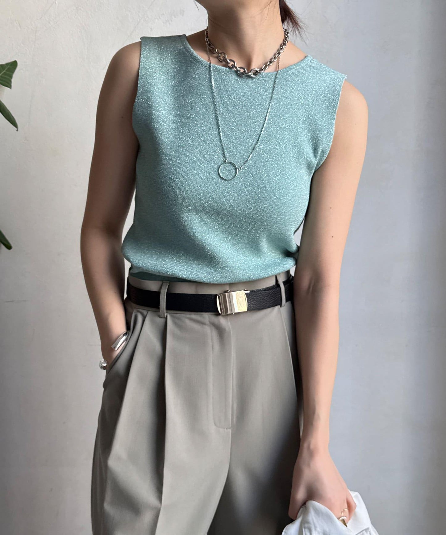 前後兩用閃亮網眼坦克衫