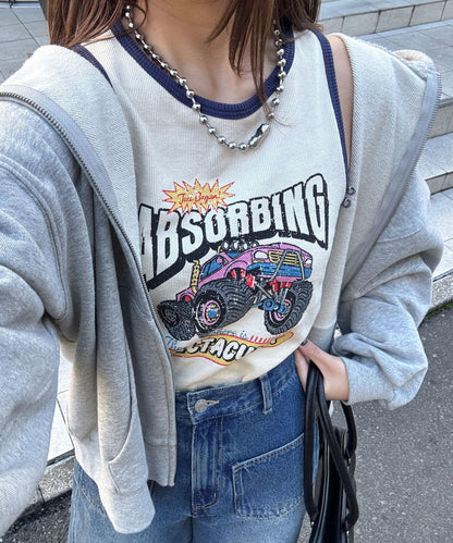 配色拼接織帶標誌背心