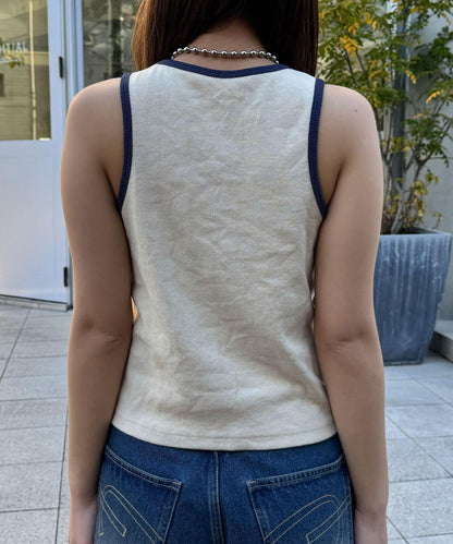 配色拼接織帶標誌背心