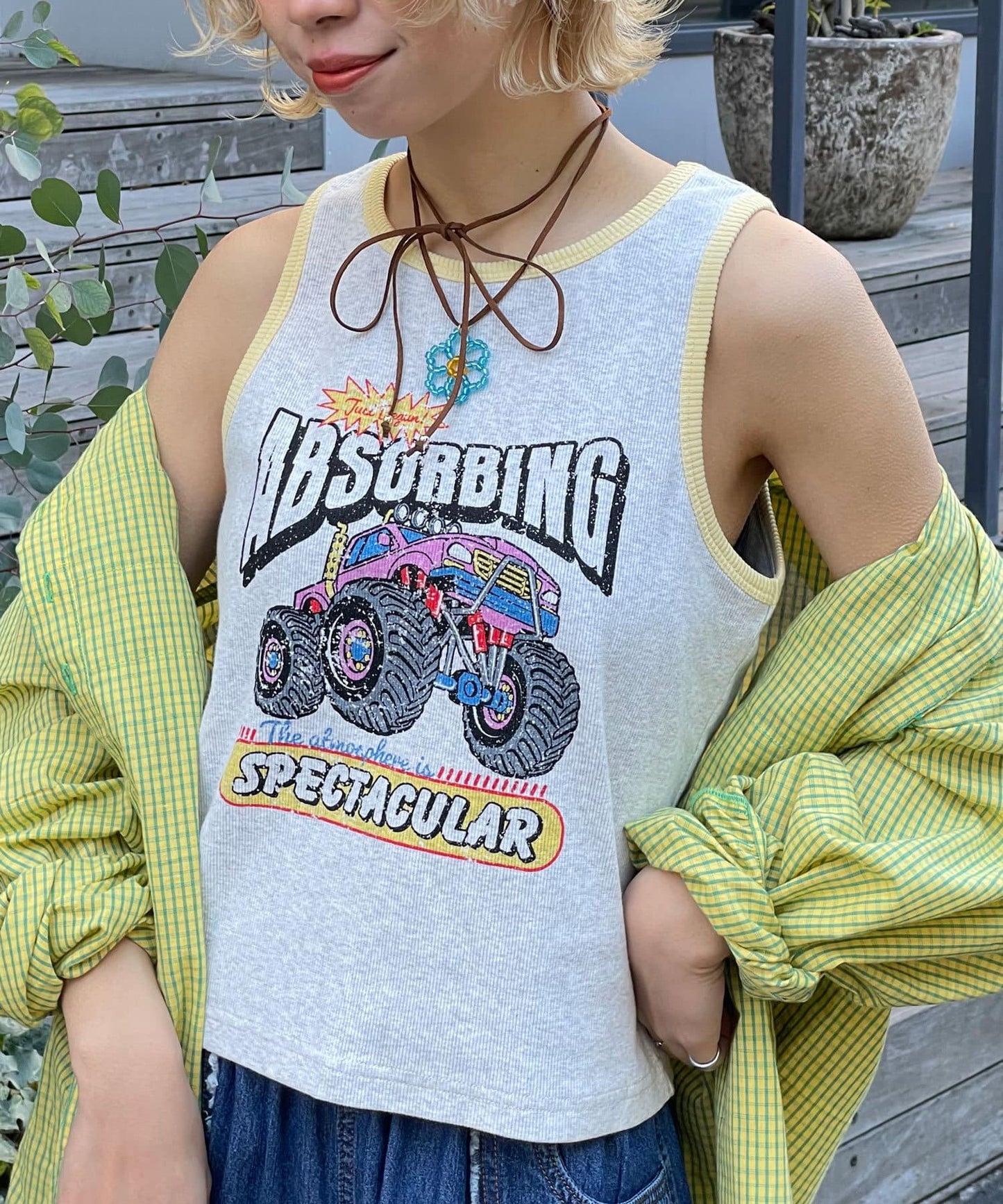 配色拼接織帶標誌背心