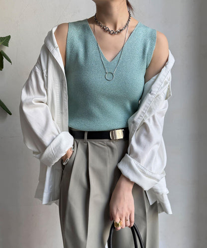 前後兩用閃亮網眼坦克衫