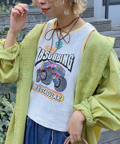 配色拼接織帶標誌背心