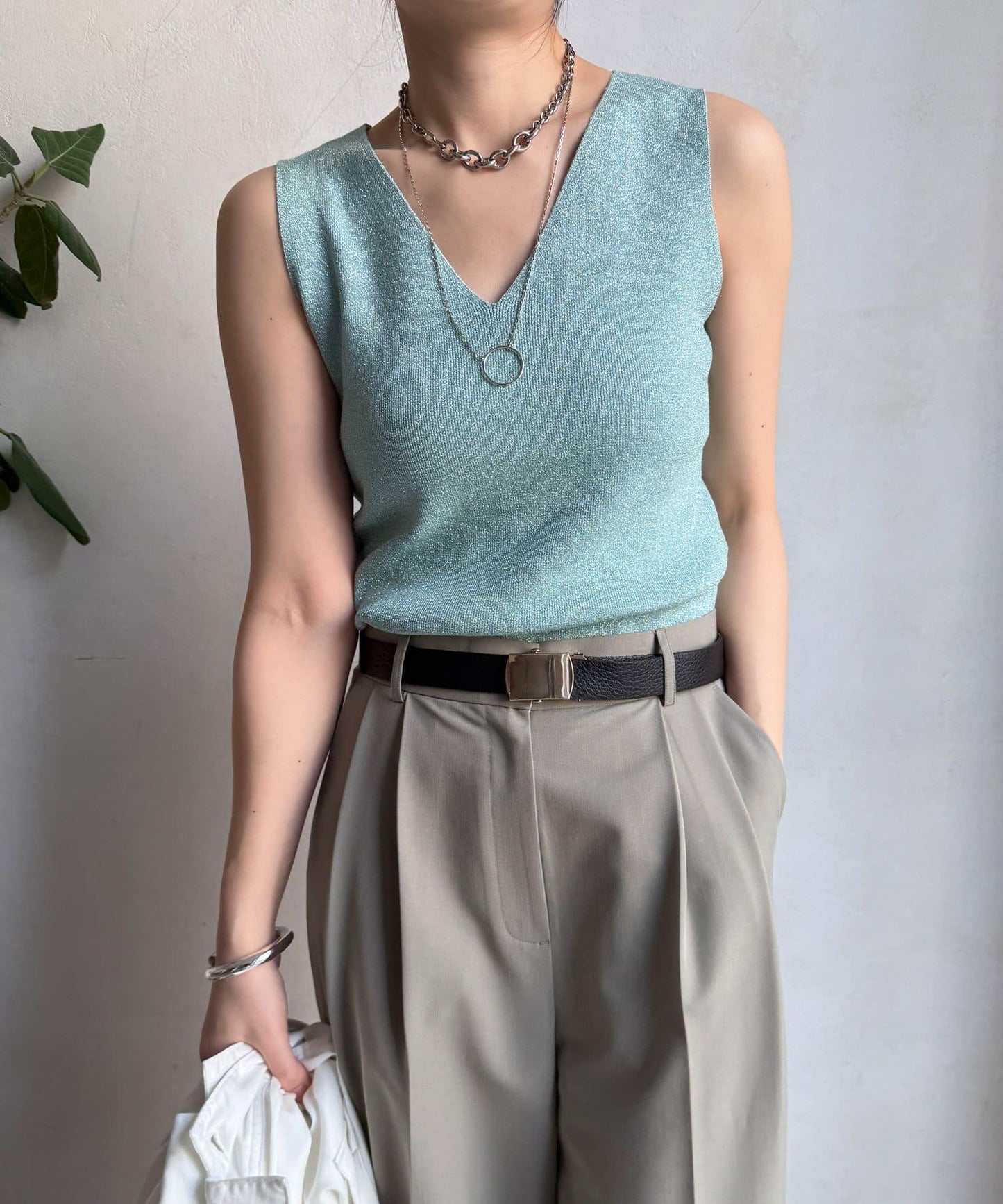 前後兩用閃亮網眼坦克衫