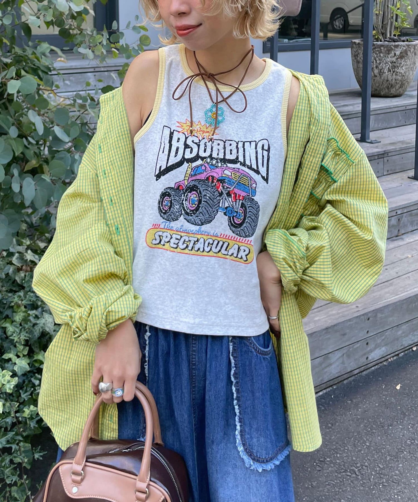 配色拼接織帶標誌背心