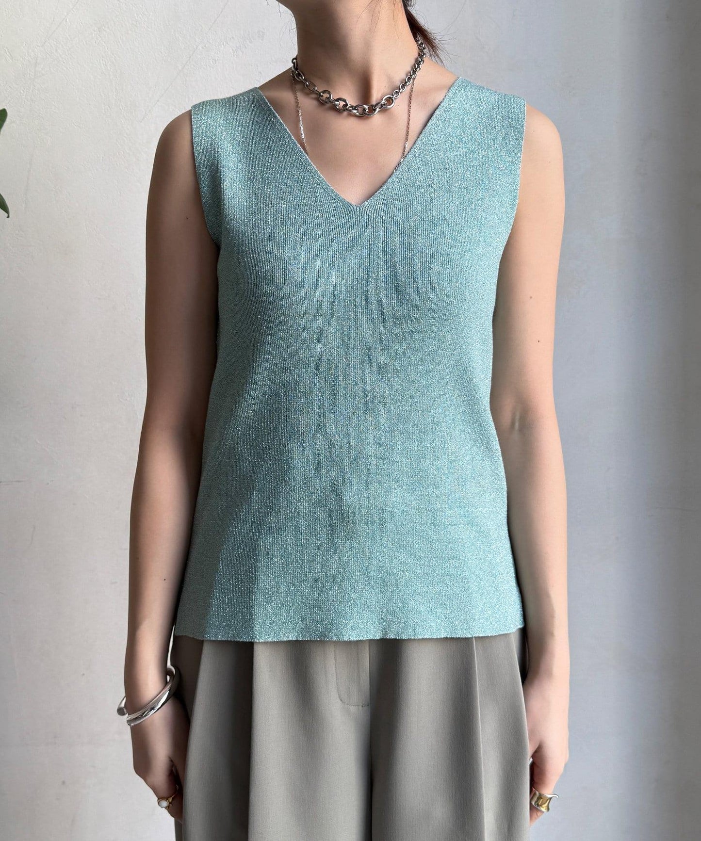 前後兩用閃亮網眼坦克衫