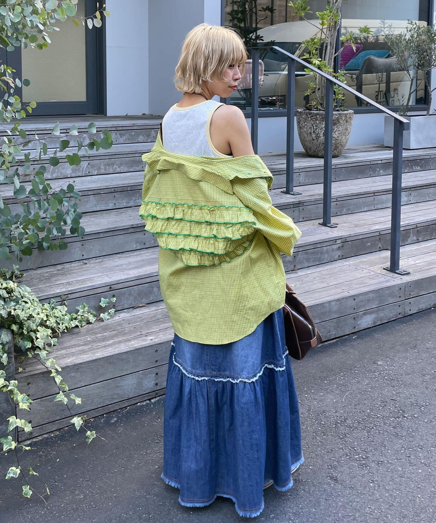 配色拼接織帶標誌背心