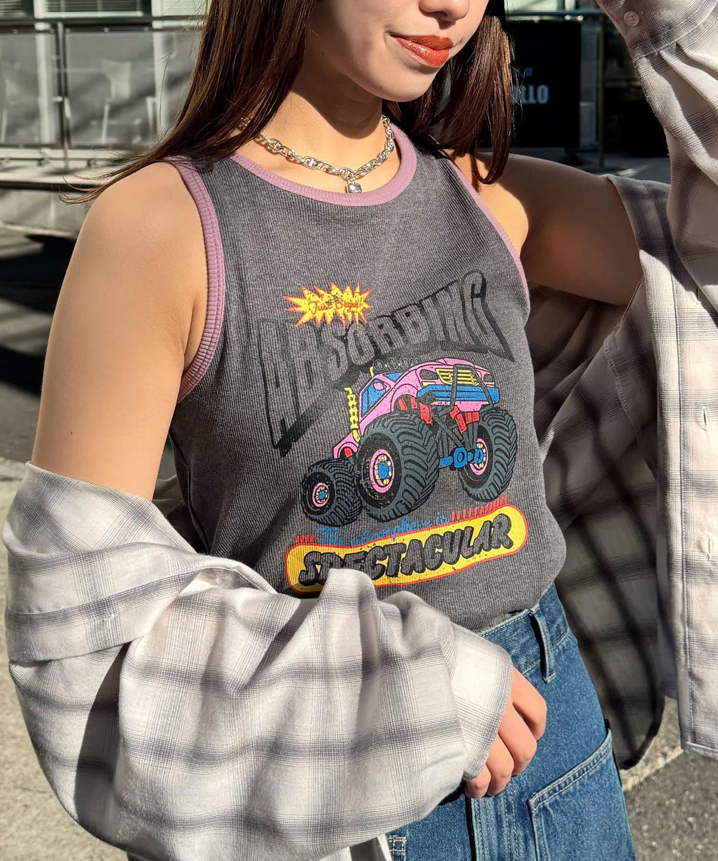 配色拼接織帶標誌背心