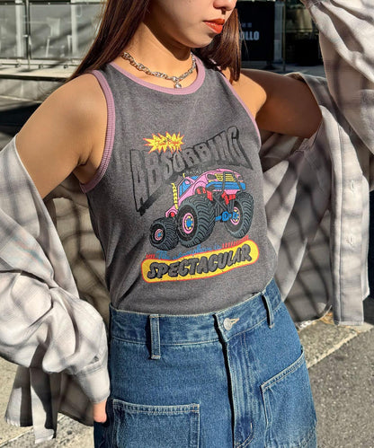 配色拼接織帶標誌背心