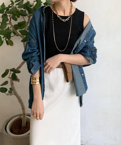 前後兩用閃亮網眼坦克衫