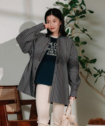 揹帶蝴蝶結條紋襯衫