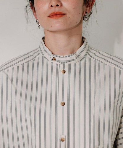 揹帶蝴蝶結條紋襯衫