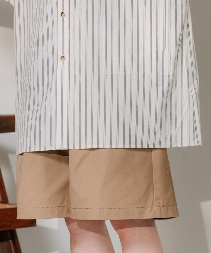 揹帶蝴蝶結條紋襯衫