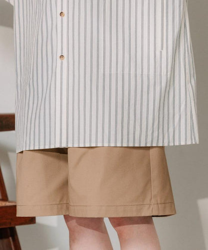 揹帶蝴蝶結條紋襯衫