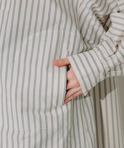 揹帶蝴蝶結條紋襯衫