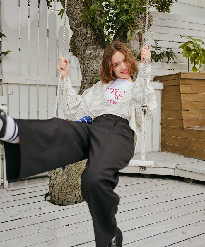 亞麻觸感 褶皺 寬鬆褲