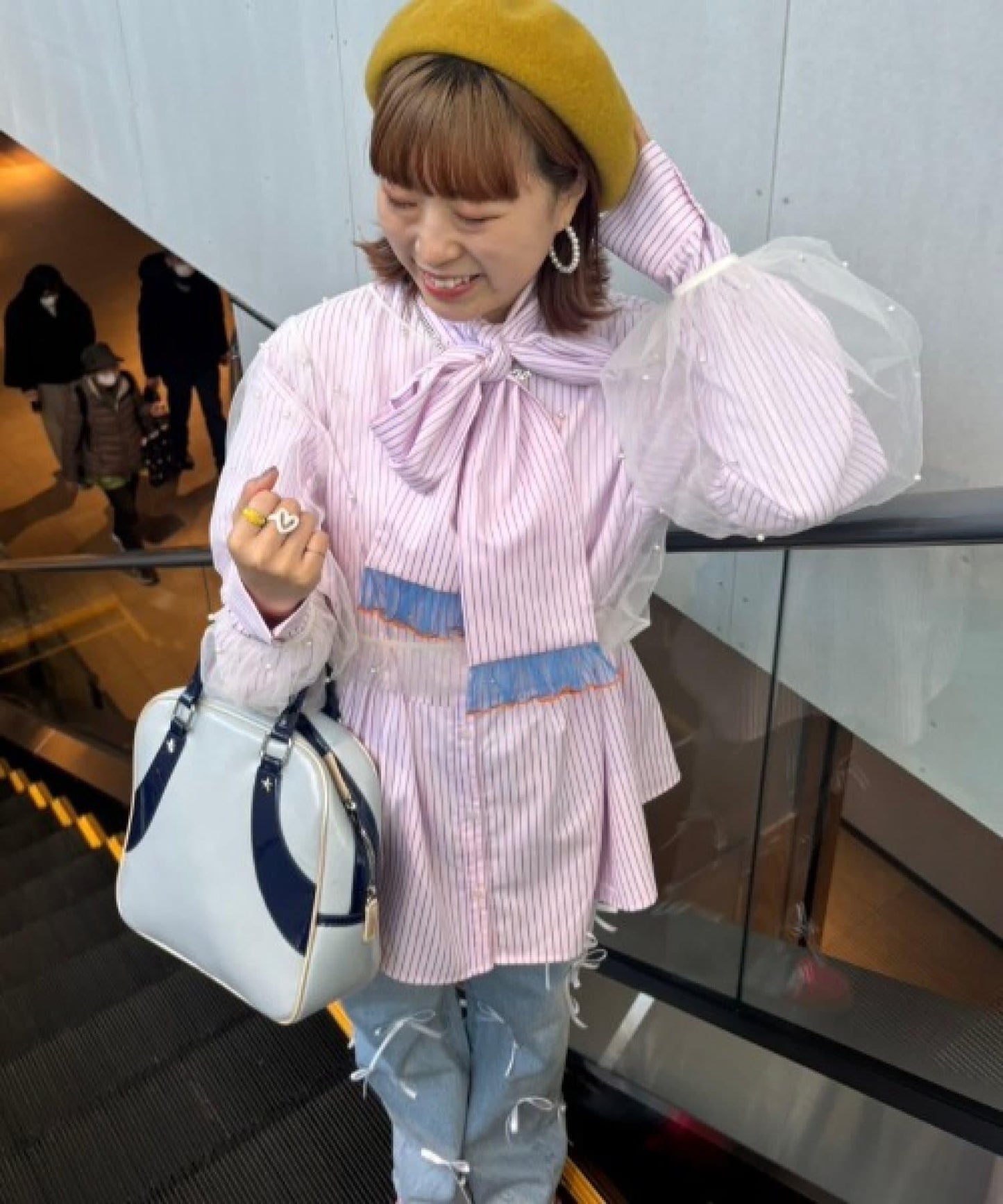 【HS】【momo企劃】條紋兩穿蝴蝶結襯衫