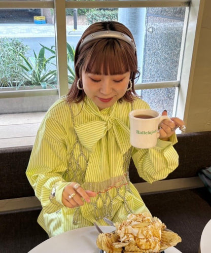 【HS】【momo企劃】條紋兩穿蝴蝶結襯衫