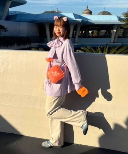 【HS】【momo企劃】條紋兩穿蝴蝶結襯衫