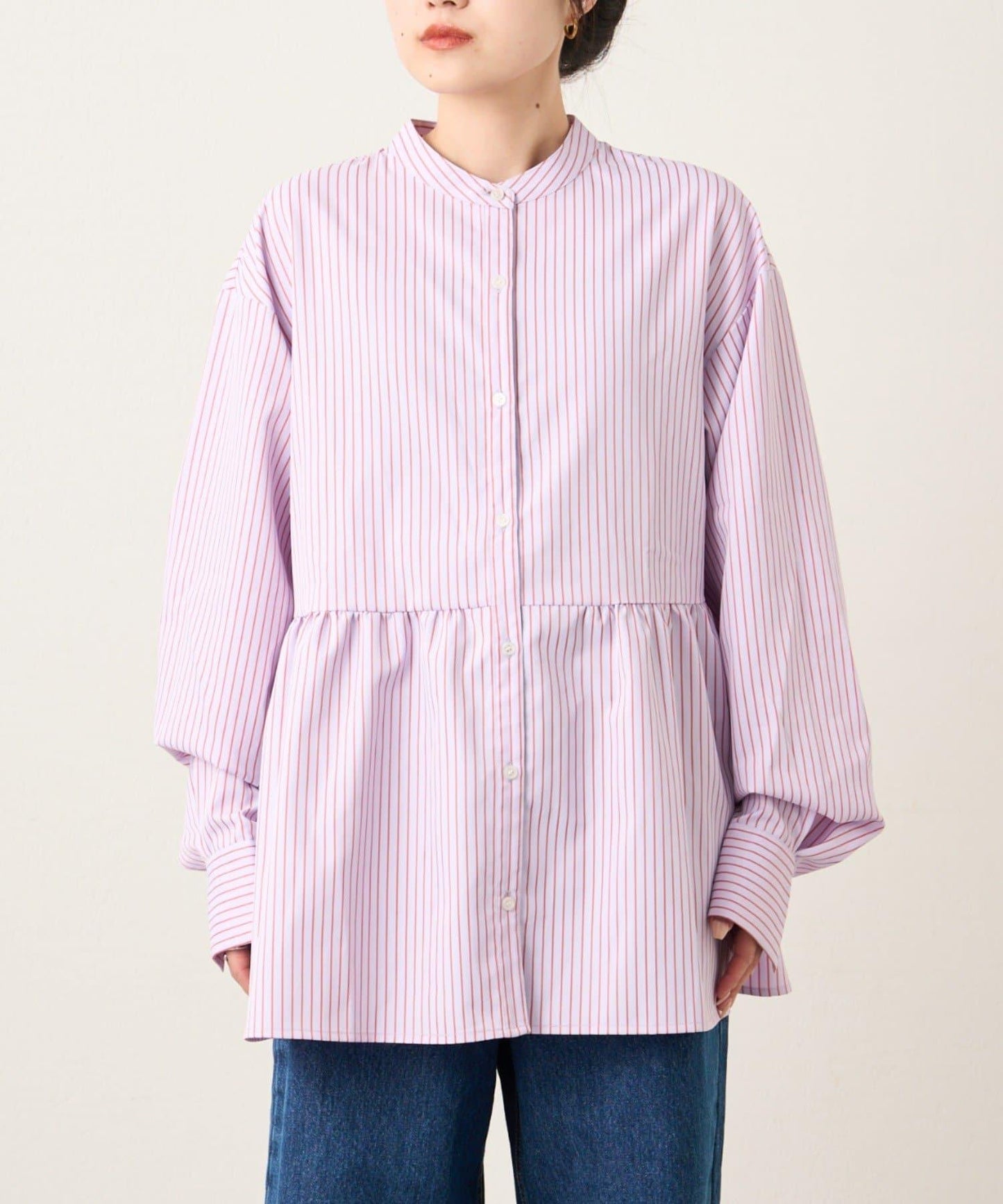 【HS】【momo企劃】條紋兩穿蝴蝶結襯衫