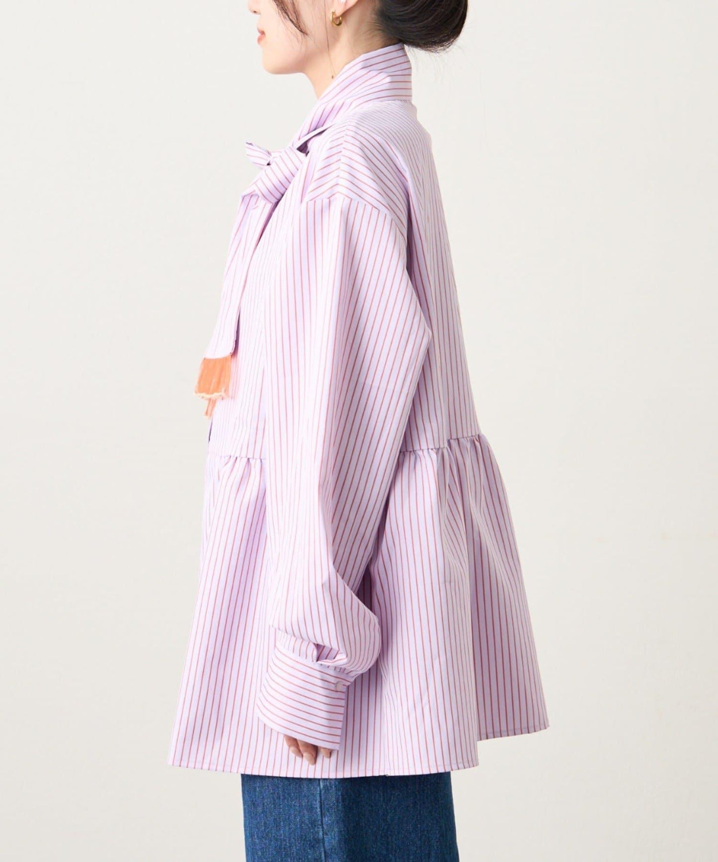 【HS】【momo企劃】條紋兩穿蝴蝶結襯衫