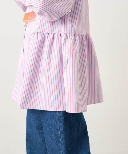 【HS】【momo企劃】條紋兩穿蝴蝶結襯衫