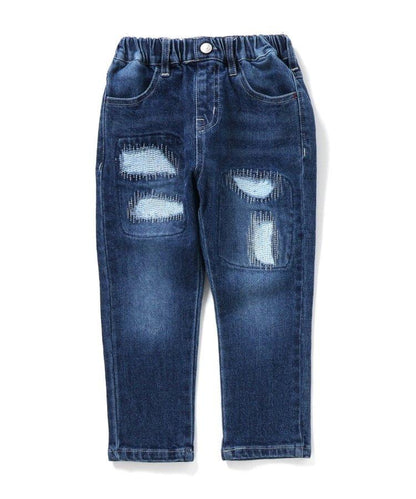 損傷修身牛仔褲 10分褲