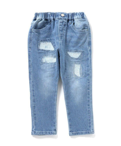 損傷修身牛仔褲 10分褲