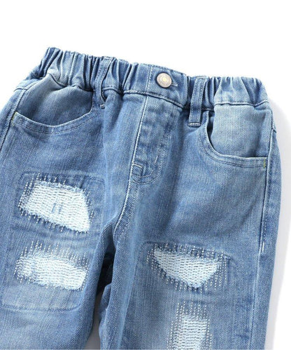損傷修身牛仔褲 10分褲
