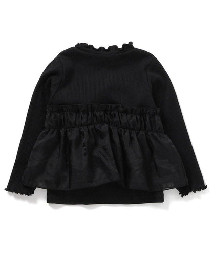 珍珠蝴蝶結拼接上衣