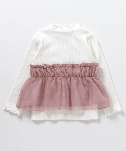 珍珠蝴蝶結拼接上衣