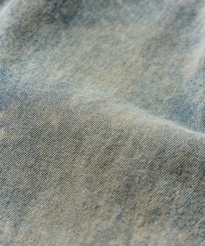 復古水洗弧線牛仔褲