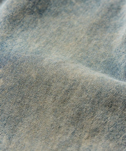 復古水洗弧線牛仔褲