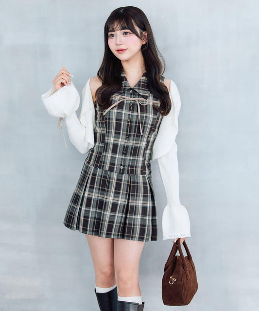 【大受好評,因此再次】YUI企劃 無袖襯衫迷你連衣裙