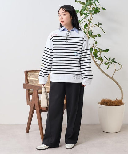 拼接邊框 刺繡 巴斯克襯衫