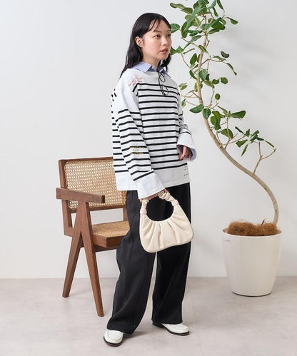 拼接邊框 刺繡 巴斯克襯衫