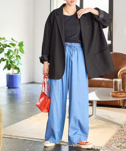 人造纖維丹寧休閒褲