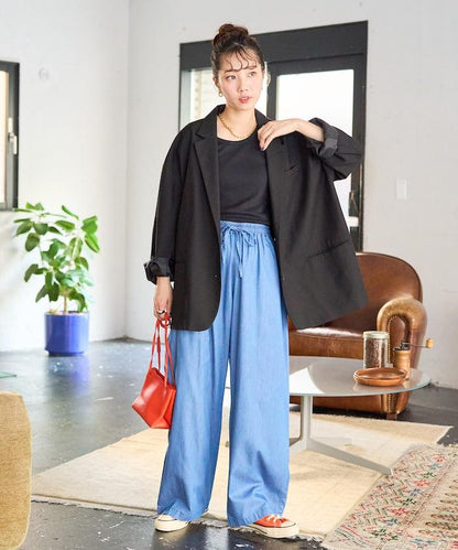 人造纖維丹寧休閒褲