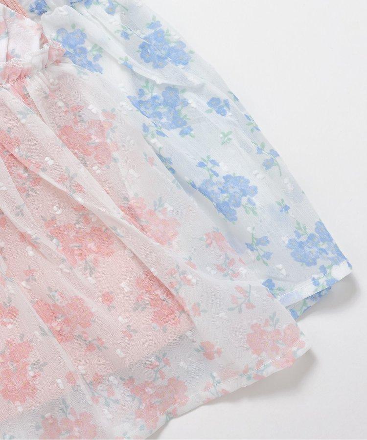 肩蝴蝶結花邊對接上衣