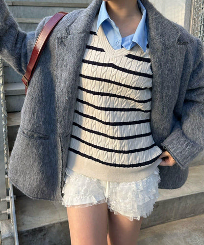 【可拆卸領口】領子設計寬鬆V領針織衫