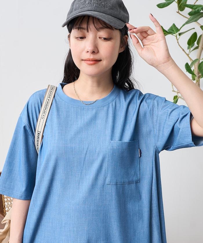 5分袖荷葉邊連衣裙 牛仔風