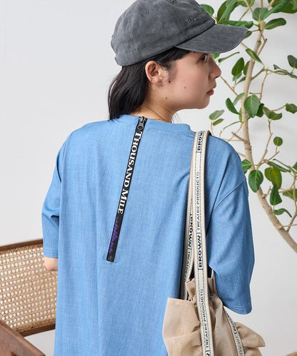 5分袖荷葉邊連衣裙 牛仔風