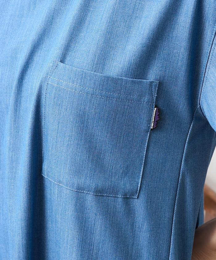 5分袖荷葉邊連衣裙 牛仔風