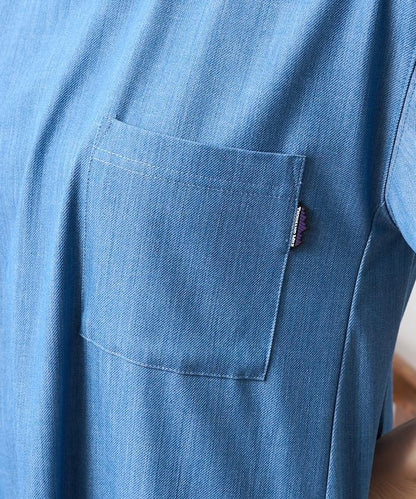 5分袖荷葉邊連衣裙 牛仔風