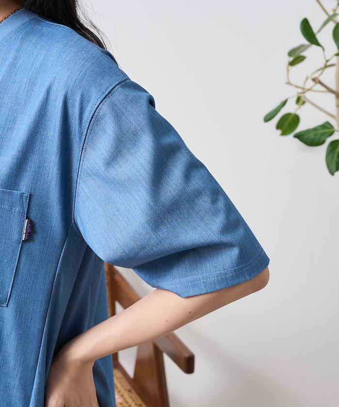 5分袖荷葉邊連衣裙 牛仔風