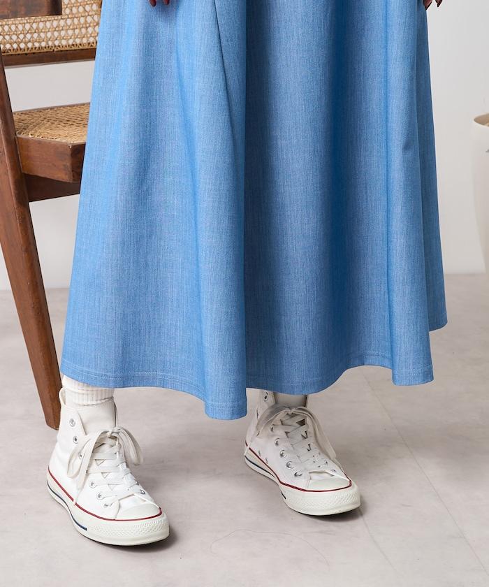 5分袖荷葉邊連衣裙 牛仔風