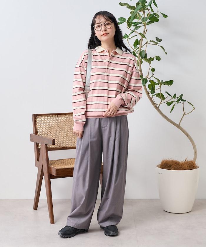 多色條紋polo領上衣