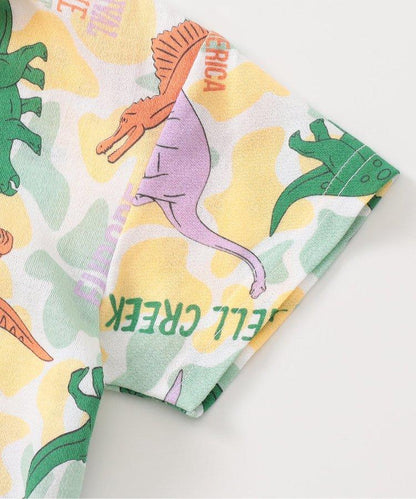 恐龍迷彩圖案開襟睡衣